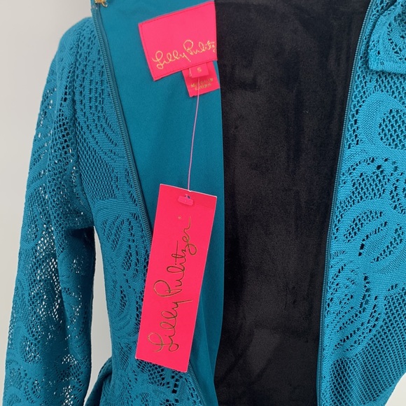 NWT Lilly Pulitzer Dress size Small Tiki Wrap Ruffle Tidal lace teal - Picture 11 of 11